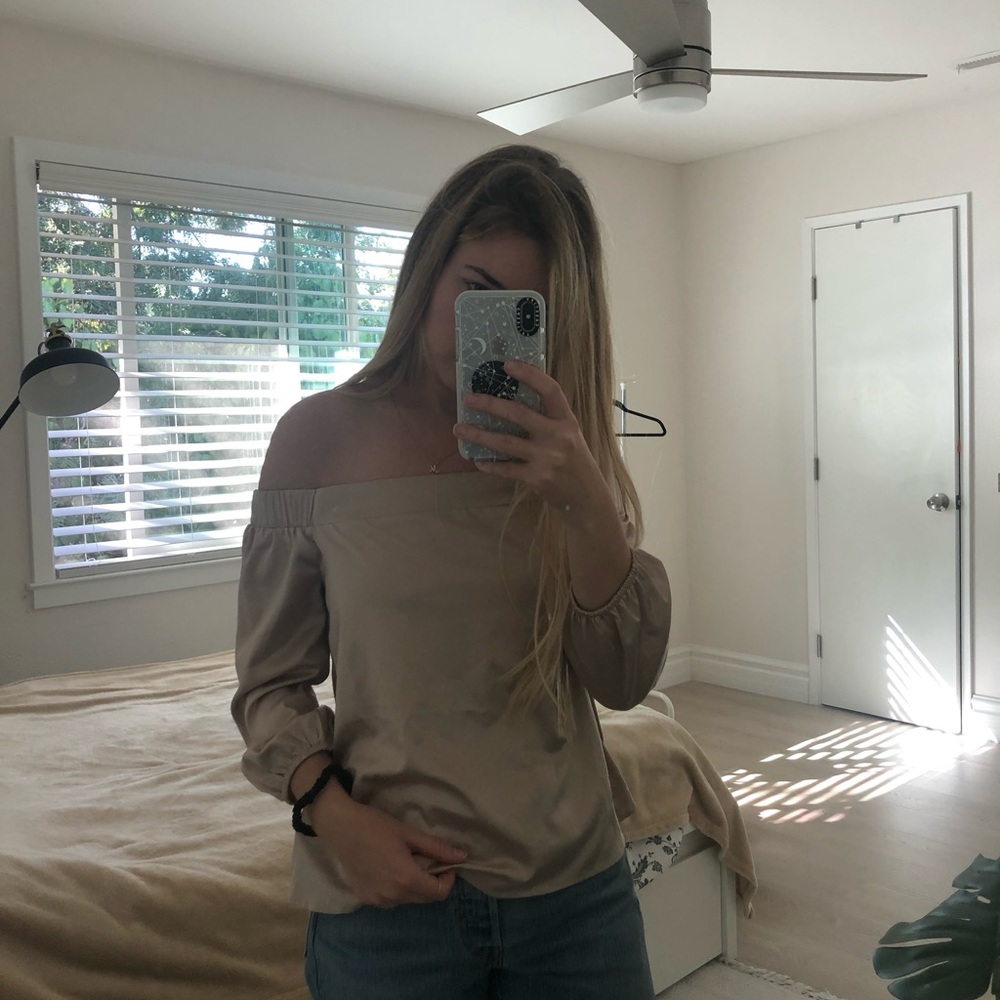 New Forever 21 Off shoulder Satin Blouse